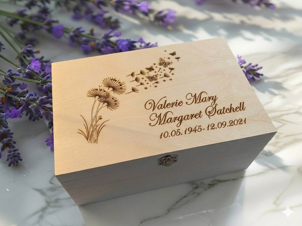 Engraved wooden memory box